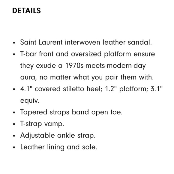 Saint Laurent Tribute 105 Leather Platform Sandal - Picture 8 of 14